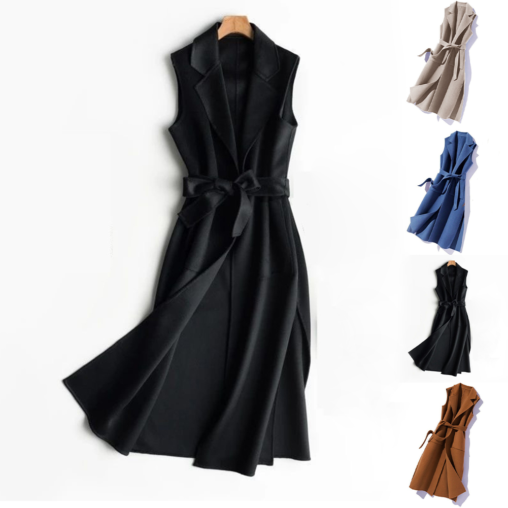 Women Formal Wear Stitching - Damen-Thermo-Weste mit Umlegekragen, ärmellos, offener Stich,
