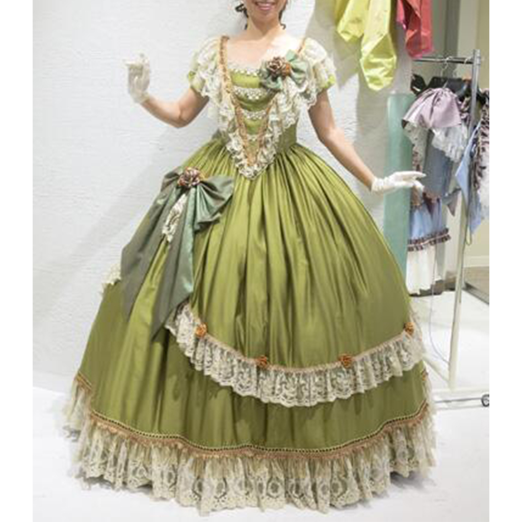 Victorian Women'S Formal Wear - Historisches viktorianisches Prinzessin-Hochzeitskleid mit grünem Ballkleid,