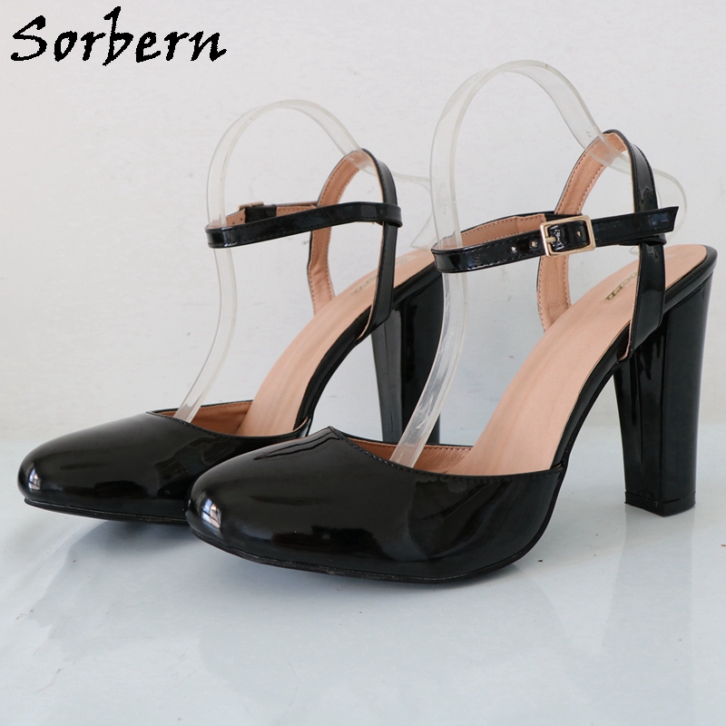 Pump Heel Block - Sorbern schwarz glänzend Block High Heel