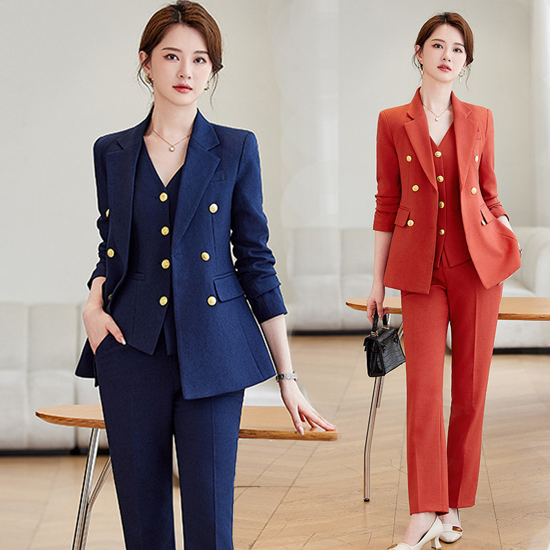 High End Women'S Formal Wear - Marineblaues Anzugset für Damen, professionelle formelle