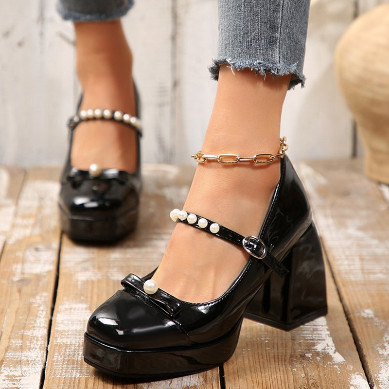 Pump Heel Block - Luxus Marke Blockabsatz Mary Jane Einzelnen