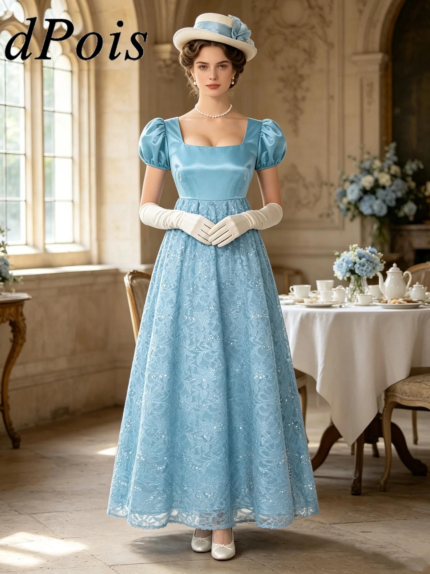 Victorian Women'S Formal Wear - Vintage-Kleider für Damen, Regency-Partykleid, quadratischer Ausschnitt,