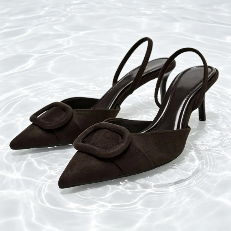 Women Formal Wear For Office - Kaffee Faux Wildleder High-heel Sandale Frauen