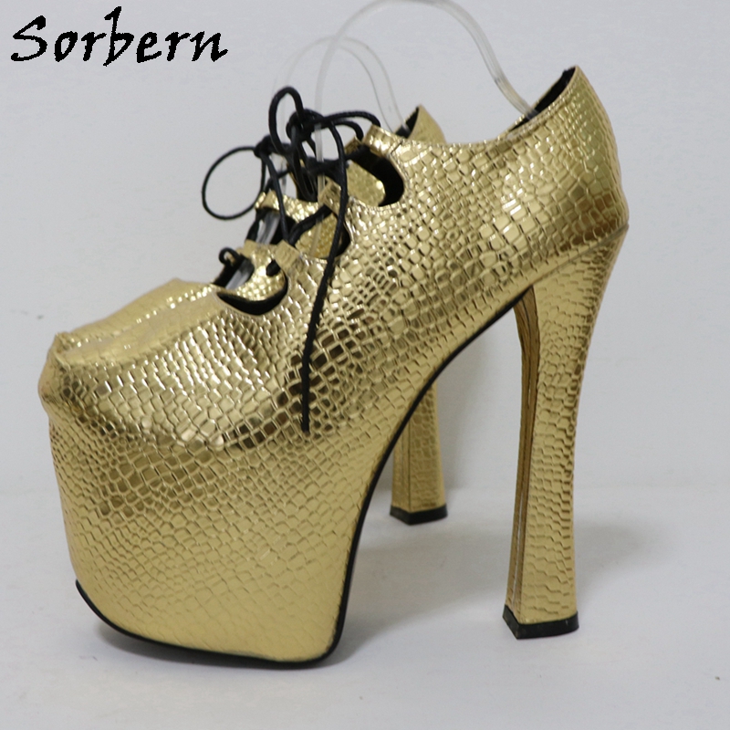 Sorbern Gold Crocodile 20 cm P – Pump Heel Block Bewertung und Preis