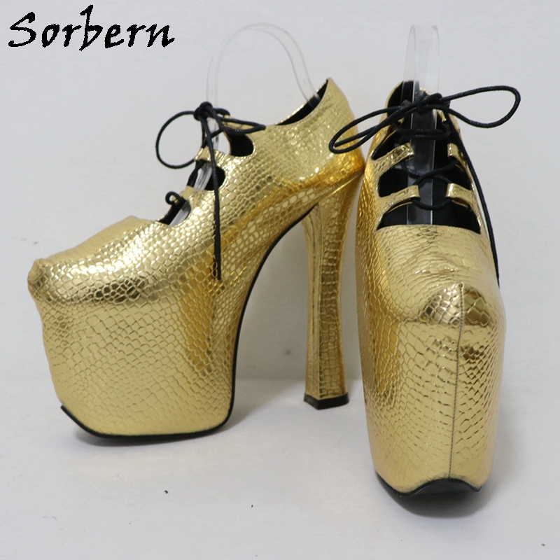 Sorbern Gold Crocodile 20 cm P – Pump Heel Block Bewertung und Preis