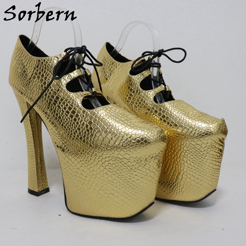 Sorbern Gold Crocodile 20 cm P – Pump Heel Block Bewertung und Preis