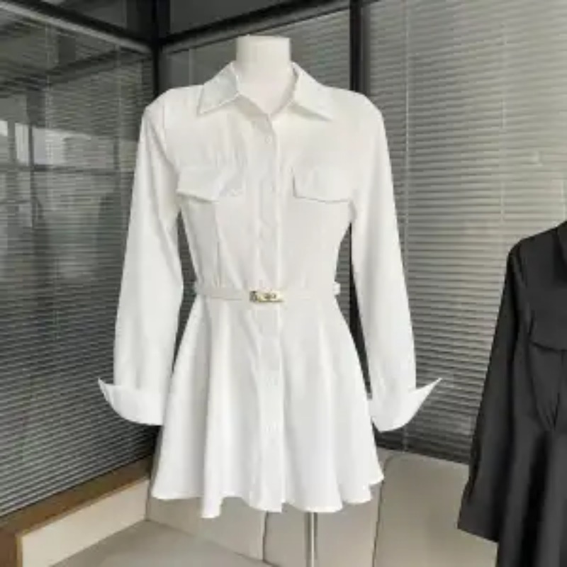 Schwarzes Hemdkleid für Damen, – Women Formal Wear Stitching Bewertung und Preis