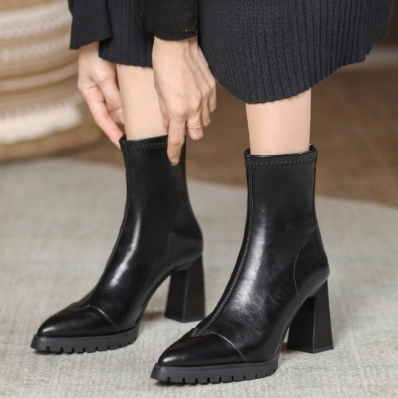 Französische enge Stiefel mit  – Pump Heel Block Bewertung und Preis