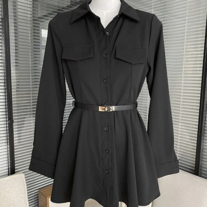 Schwarzes Hemdkleid für Damen, – Women Formal Wear Stitching Bewertung und Preis