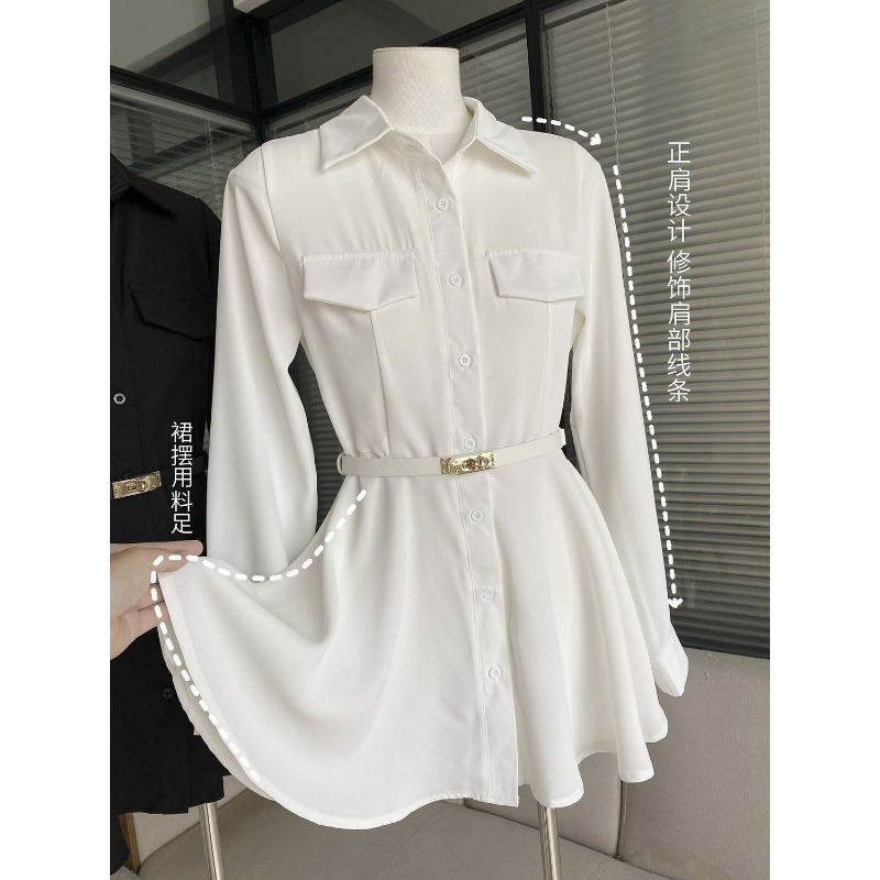 Schwarzes Hemdkleid für Damen, – Women Formal Wear Stitching Bewertung und Preis