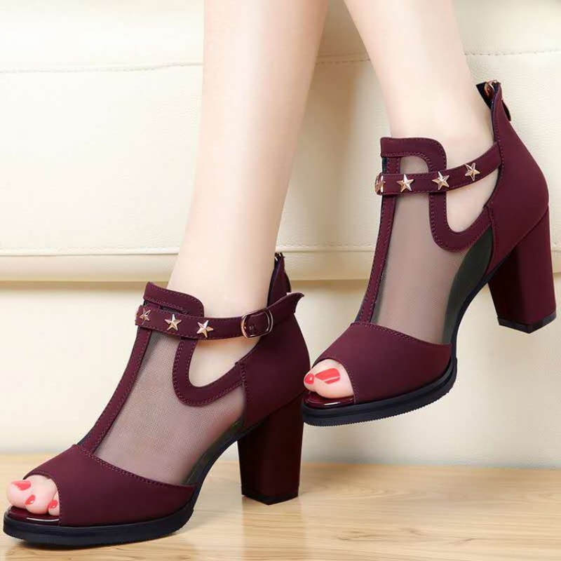 Mesh Peep Toe Blockabsatz Dame – Women Formal Wear For Office Bewertung und Preis